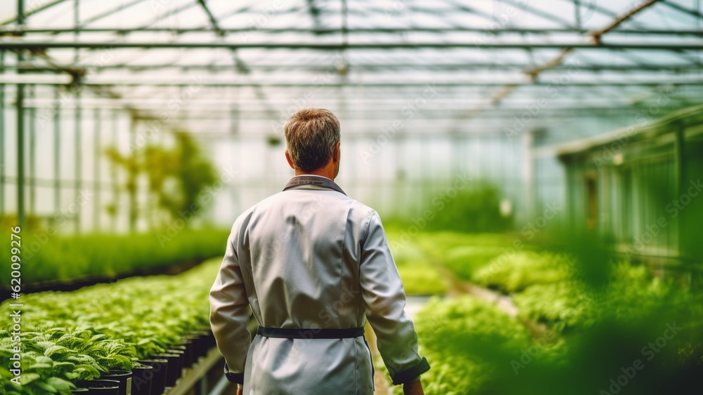 Agricultural scientists researching plants and diseases in greenhouse. Agricultural scientists researching plants and diseases in greenhouse.