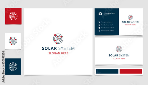 Solar system logo design with editable slogan. Branding book and business card template.