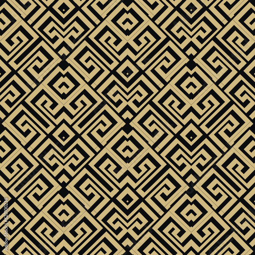 Traditional tribal ethnic greek style seamless pattern. Vector ornamental greek background. Elegant repeat Deco backdrop. Golden geometric ornament. Modern symmetrical abstract Endless texture