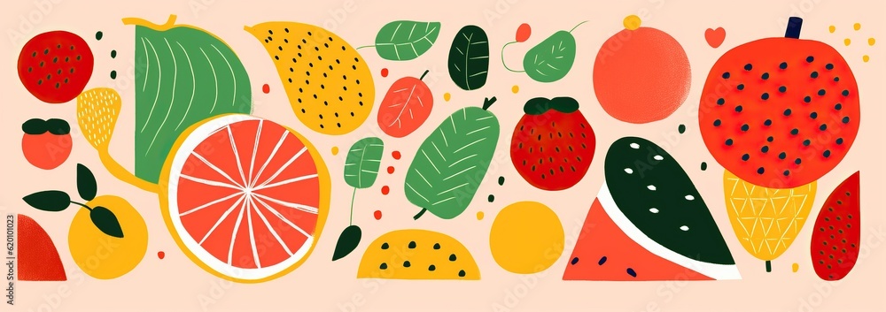 collage design pattern set featuring fruit shapes summer collage design pattern set featuring fruit shapes summer