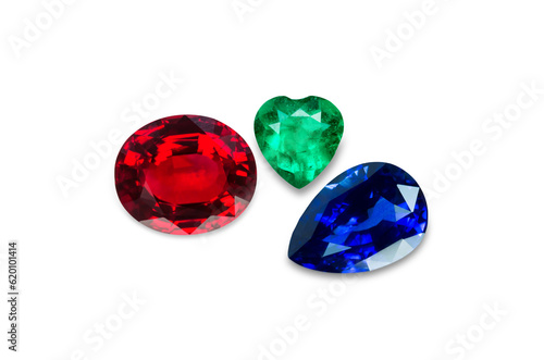 Bright gems isolated on a white background