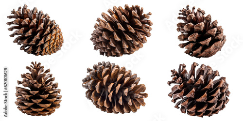 Set of cones isolated on a transparent background. Generative AI.