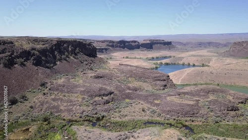 Ancient Lakes plunge pools below ancient dry waterfall, WA Scablands photo