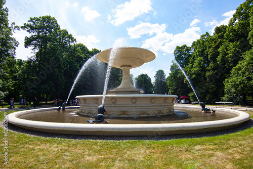 Fountain in Saxon garden (also known as Saski park) in Warsaw, Poland photo