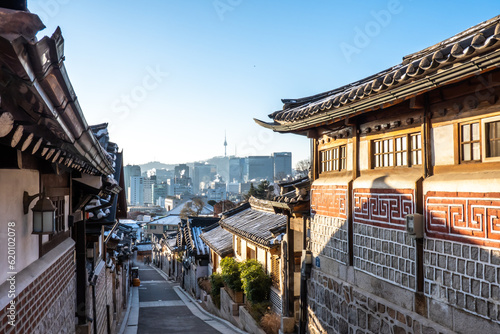 Bukchon Hanok Village, Korean traditional house in Seoul, South Korea photo