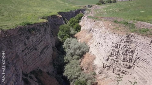 Flight into Burlingame Canyon, erosion gulch with obvious rhythmites photo