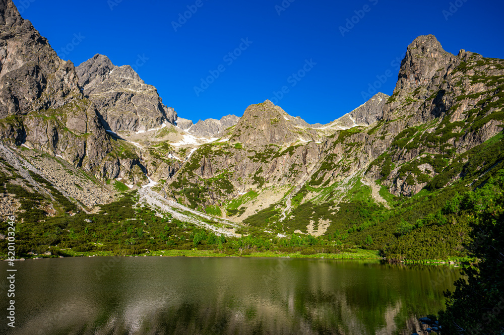 Summer landscape of the High Tatras in the vicinity of Zelene Pleso. Tatra National Park, Slovakia.