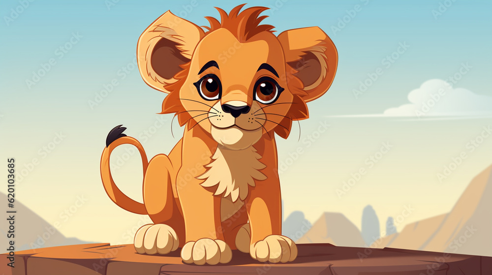 Cute lion flat art Cute lion flat art