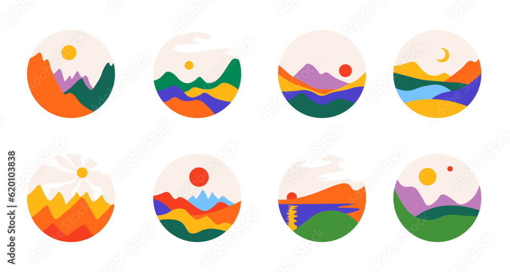Landscapes with mountains and sunshine vector