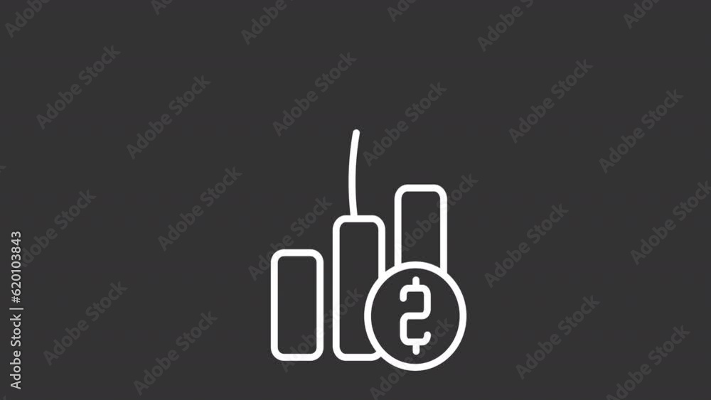 Money growth white icon animation. Animated line money chart and seedling growing. Rotating coin. Loop HD video with chroma key, alpha channel, transparent background. Outline motion graphic animation Money growth white icon animation. Animated line money chart and seedling growing. Rotating coin. Loop HD video with chroma key, alpha channel, transparent background. Outline motion graphic animation