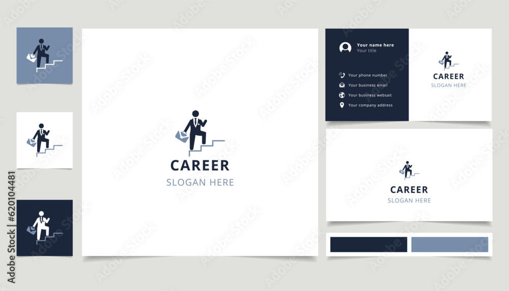 Career logo design with editable slogan. Branding book and business card template. Career logo design with editable slogan. Branding book and business card template.