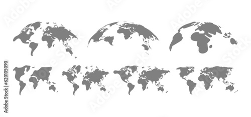 Set of world map design illustration