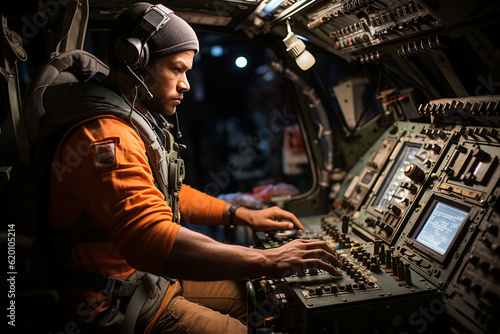 Astronaut inside the space shuttle, preparing for launch, astronaut, space Generative AI