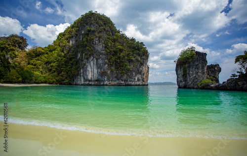 Beautiful beaches of Krabi Thailand with turquoise sea water. Travel concept.