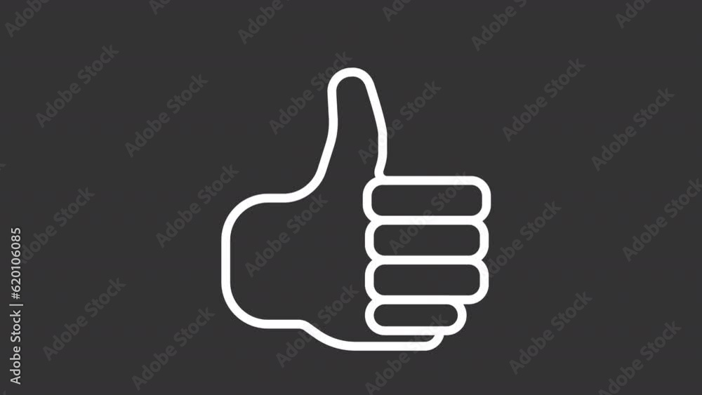 Animated like white line icon. Thumb up animation. Hand gesture. Positive feedback. Social media. Loop HD video with alpha channel, transparent background. Motion graphic design for night mode Animated like white line icon. Thumb up animation. Hand gesture. Positive feedback. Social media. Loop HD video with alpha channel, transparent background. Motion graphic design for night mode