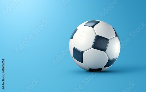 A black and white soccer ball on a blue background. Ai ©  Creative_studio