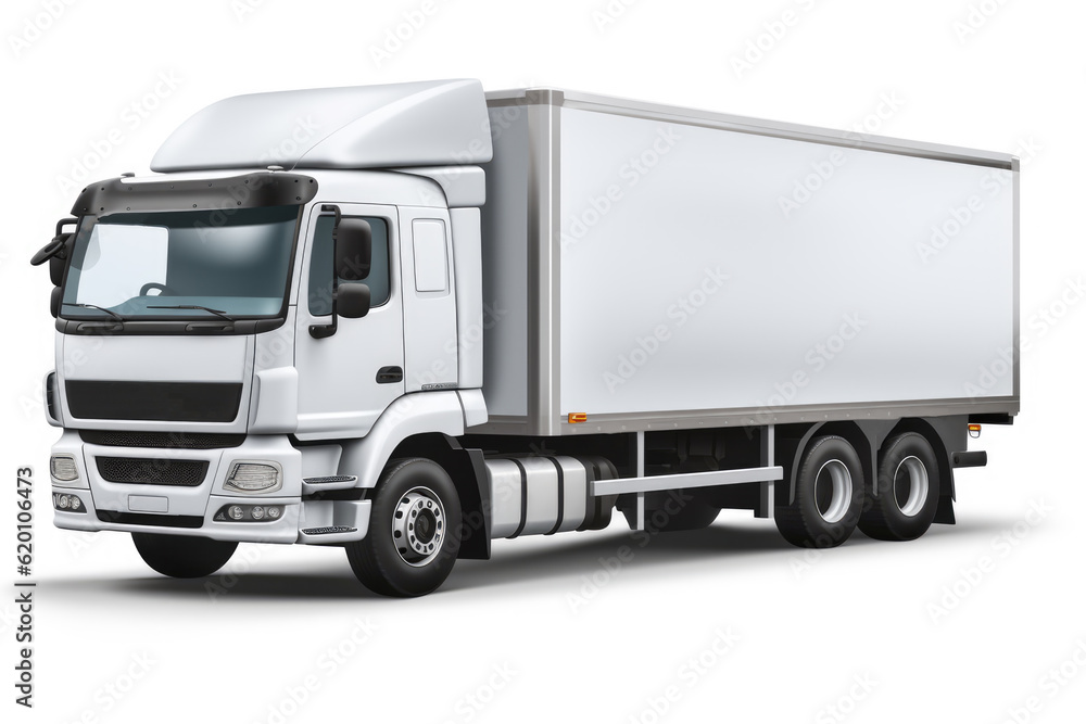Discover the sleek power of a white cargo truck on a white background. Perfect for transportation, logistics, and delivery-themed projects. Generated AI Discover the sleek power of a white cargo truck on a white background. Perfect for transportation, logistics, and delivery-themed projects. Generated AI