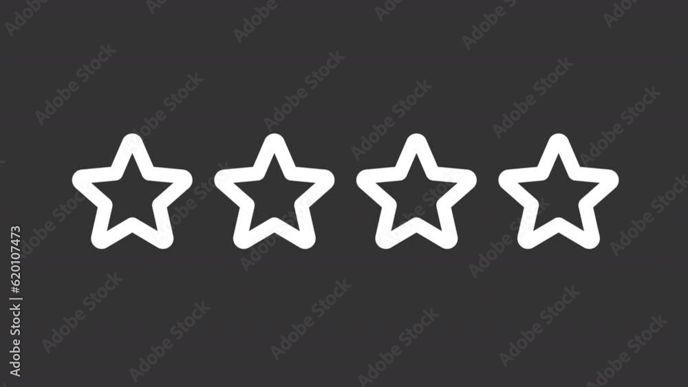 Animated rating stars white icon. Online review line animation. Quality control. Reputation management. Loop HD video with alpha channel, transparent background. Motion graphic design for night mode Animated rating stars white icon. Online review line animation. Quality control. Reputation management. Loop HD video with alpha channel, transparent background. Motion graphic design for night mode