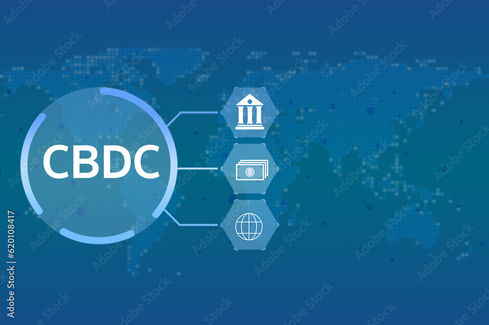 Fototapeta premium CBDC Central Bank Digital Currency Concept. Businessman holding smartphone with CBDC conceptual presentation.