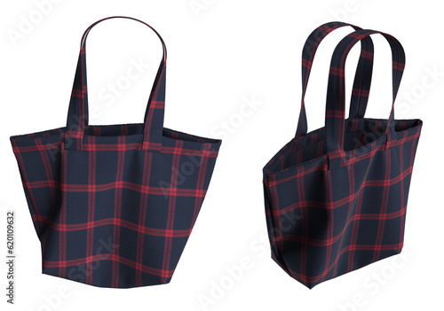 Shopping Bag. Isolated. Plaid Bag