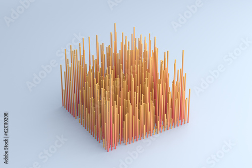 Fototapeta Naklejka Na Ścianę i Meble -  Abstract 3d render, geometric background design with yellow lines