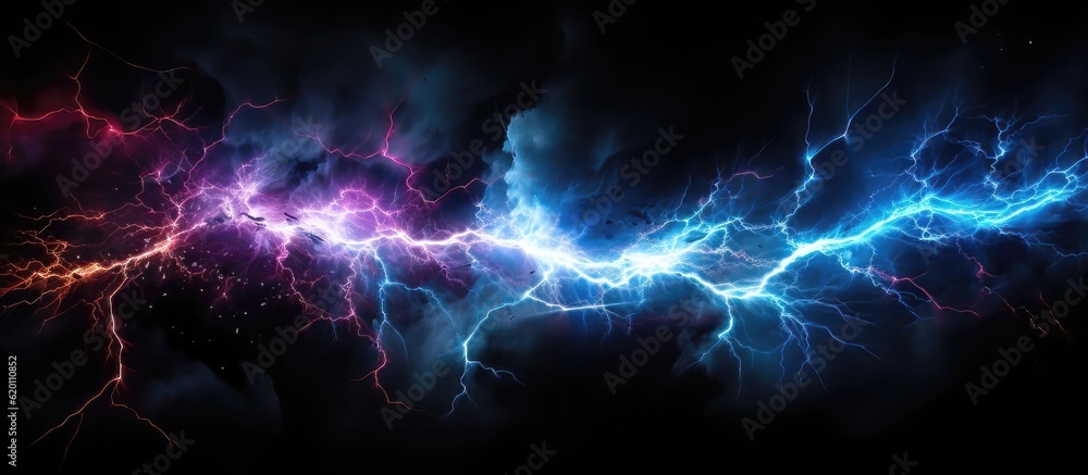 Colorful lightning with dark black background. Abstract lightning