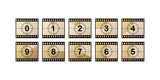 Film strip with countdown. Flat, color, retro countdown film strip, retro countdown. Vector illustration.