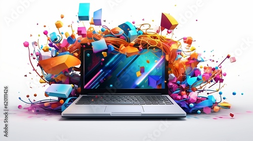 colorful  laptop  pop  happy  vulgar  3d  generativeAI