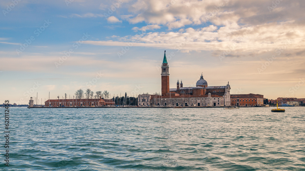San Giorgio Maggiore island of Venice at sunset, Italy, Europe.