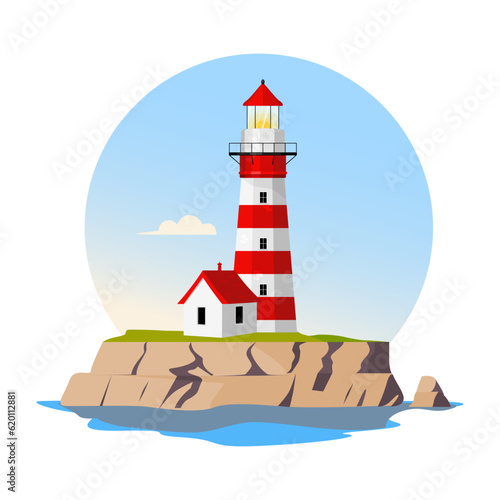 Lighthouse on the island by the sea