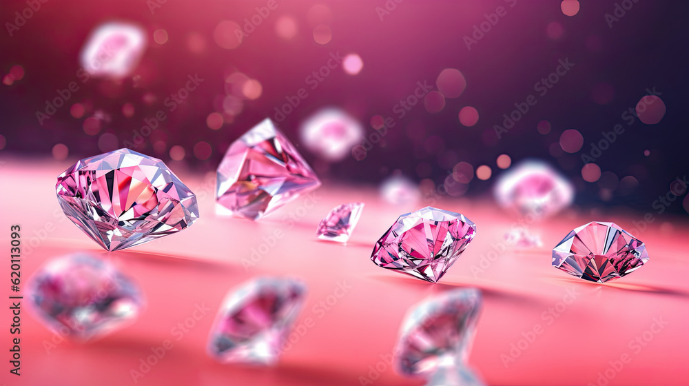 Diamonds on pink bokeh background Diamonds on pink bokeh background