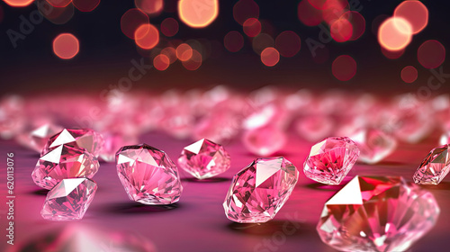 Diamonds on pink bokeh background