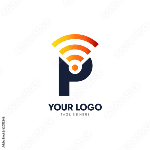 Letter P Initial Signal Logo Design Vector Icon Graphic Emblem Illustration 