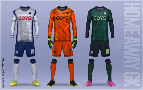 t-shirt sport design template, Soccer jersey mockup for football club. Goalkeeper jersey.	