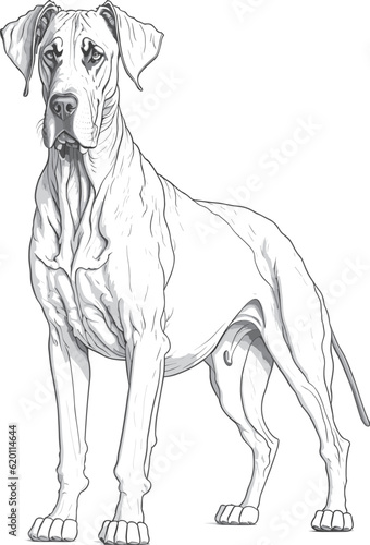 Vector dog outline,  Great Dane