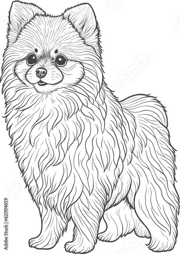 Vector dog outline, Pomeranian