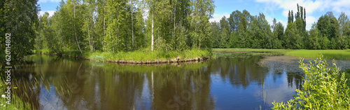 Panoramic view of river Skellefteälven in Skelleftea, Sweden, Europe 