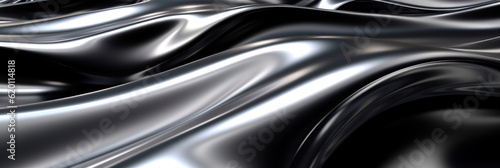 Abstract liquid background with silver metal wave 