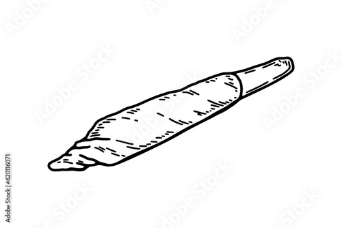 Cannabis joint. Hand drawn vector illustration in sketch style. Marijuana spliff