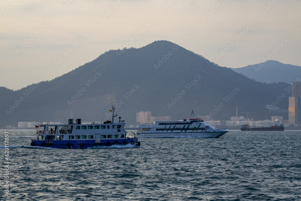 Passenger cruise ship on Hong Kong sea