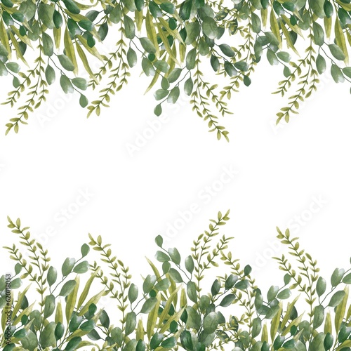 Wallpaper Mural Watercolor greenery template for wedding invitation and greeting card. Floral background. Hand drawn illustration Torontodigital.ca