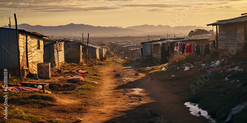 Fototapet South African informal settlement poverty