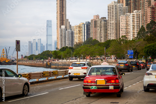 Busy traffic on Hong Kong city roads