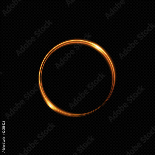 Abstract circle.sparkling golden frame light effect on transparent background.Golden circle.