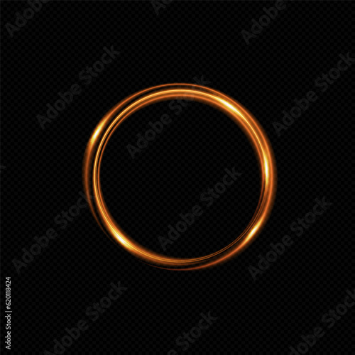 Abstract circle.sparkling golden frame light effect on transparent background.Golden circle.