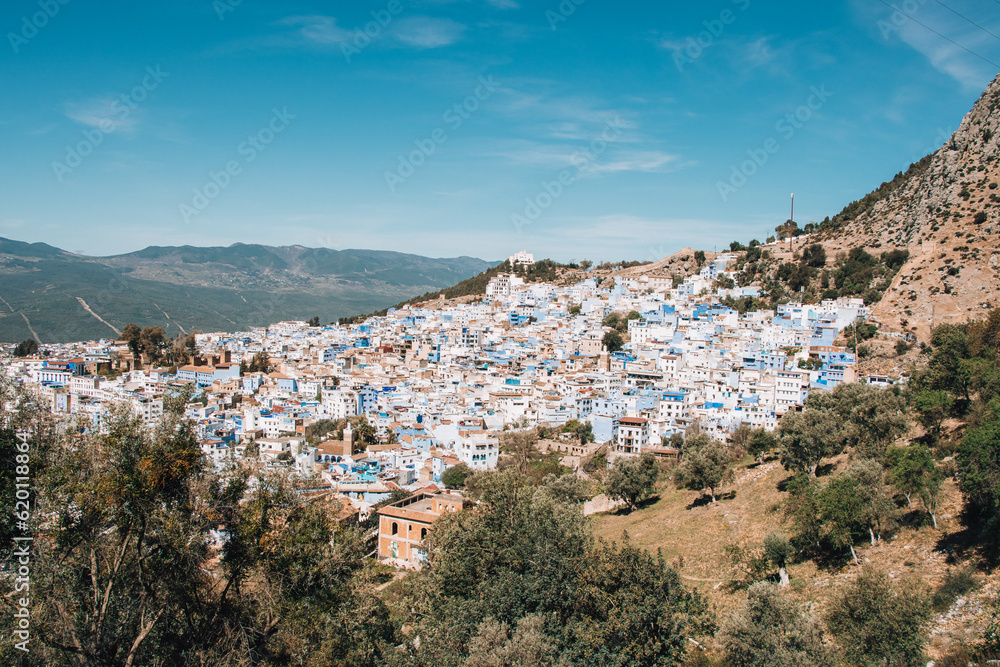 View for Chefchaouen, Morocco from Spanish Mosque