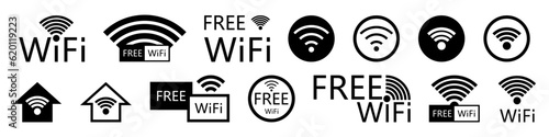 Wifi icon set. Internet connection symbol. Modern icons for apps and websites. Vector illustration isolated on white background.