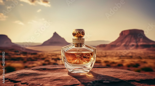 perfume bottle on the beach
