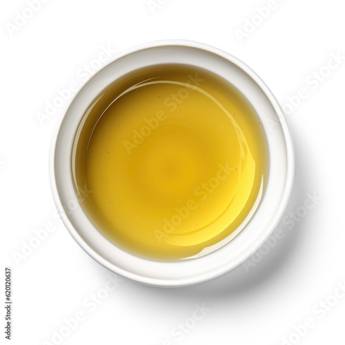 Schilderij op canvas Oil in a bowl top view, isolated on transparent background