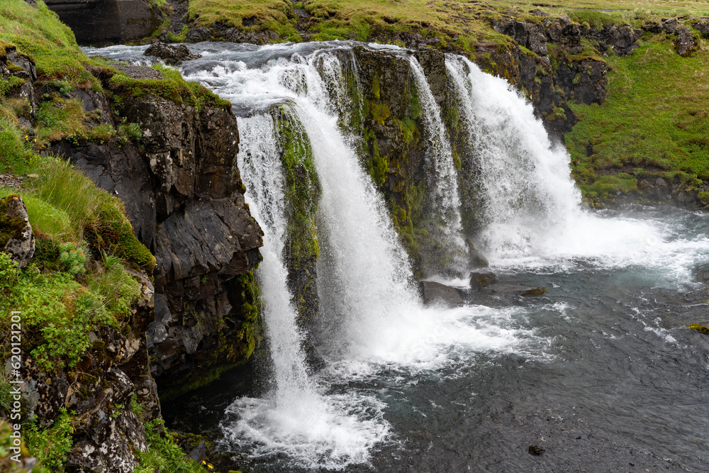 Kirkjufellsfoss waterfall in Iceland in summer
